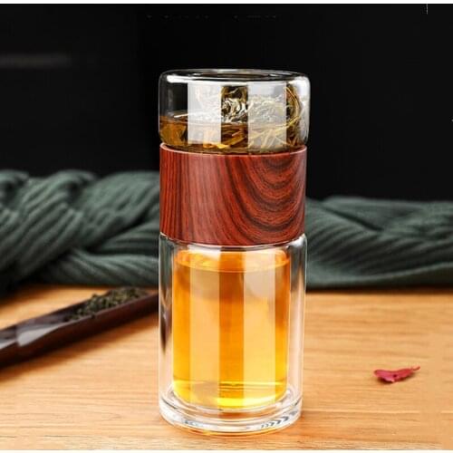 High Quality Double Glass Water Bottle With Case Tea Drink Bottle Infuser Tumbler Drinkware Waterbottle Eco-Friendly