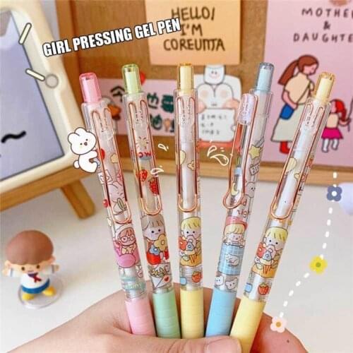 W&G Kawaii Stationery Korean Cute Gel Pen Students Use Creative Japanese Press Pen Korean Stationery Pen Black