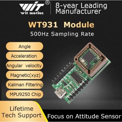 WitMotion WT931 (500Hz Electronic Compass+Tilt Sensor)MPU9250 9-axis Acceleration+Gyro+Angle +Magnetometer with Kalman Filtering
