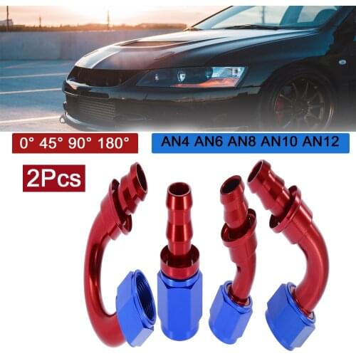 X Autohaux 2Pcs AN4 AN6 AN8 AN10 AN12 Straight 0/45/90/180 Degree Push Lock Swivel Hose End Fitting Adaptor 6061 Aluminum Alloy