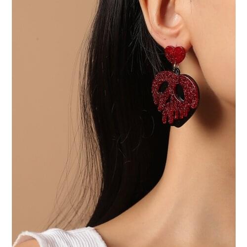 Stylish Skull Acrylic Halloween Earrings for Women Geometry Dangle Statement Earrings Teens Party Cool Harajuku Jewelry Earings