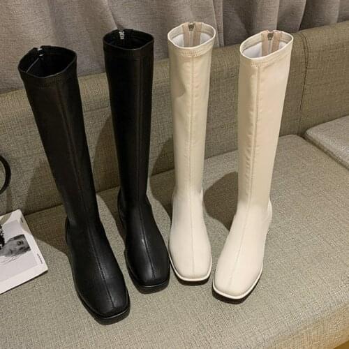 2020 New Flock Leather Women Over The Knee Boots Lace Up Sexy High Heels Autumn Woman Shoes Winter Women Boots