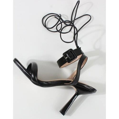 Womens sandals High-heeled fashion PU buckle straps Stiletto Roman shoes Casual comfortable womens shoes 9.5CM