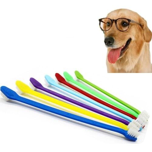 1pcs 22cm Handle Tooth Brush For Pet Dog Cat Plastic Healthy Toothbrush Mouth Cleaning Pet Cat Dog accessrioes Finger Brushes