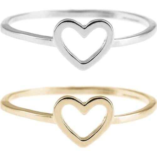 1pcs Hollow Out Heart Finger Ring 10# sweet Openwork Wedding Bride Love Couple Heart Charm Ring Jewelr