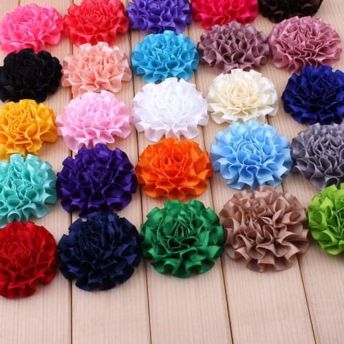 120pcs/lot 5.5cm 25Color Newborn Chic Satin Ribbon Hair Flower For Kids Hair Accessories Artificial Fabric Flowers For Headbands