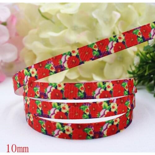 16607-18,(3/8")10mm 10yard/lot Flowers Ribbons Thermal transfer Printed grosgrain Wedding Accessories DIY handmade material