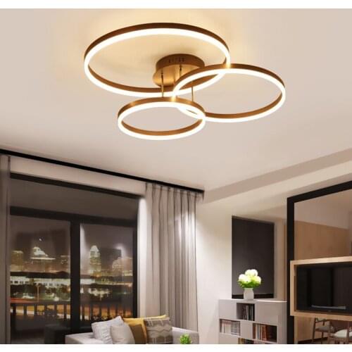 2020 New Design Home Lighting Dimmable Remote Controlled Chandeliers & Pendant Lights Luxury 3 Ring Ceiling Lights