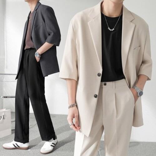 2021 Korean Style Blazer Male Fashion Solid Color Business Casual Suit Coats Men Streetwear Wild Loose Dress Jackets Men S-3XL