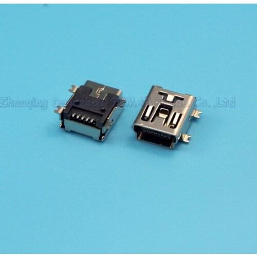25pcs/lot Mini 5P USB Female Socket Connector 4 SMT Foot T Port MINI USB 5P SMT Data Port