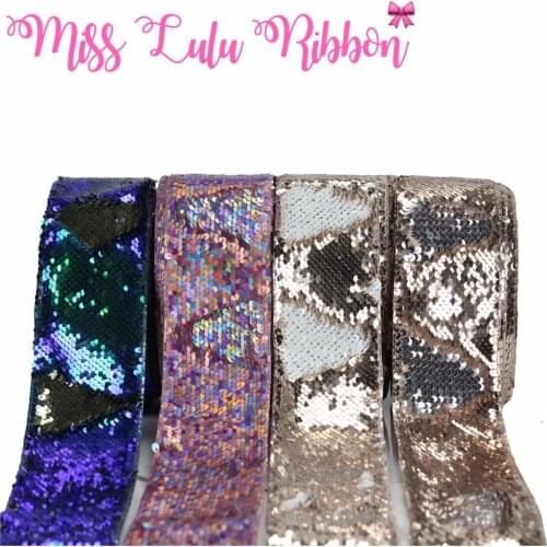 3"75mm Double Color Reversible Sequin Ribbon Rainbow Pink Light Gold DIY Wedding Party Gift Bowknots Making 25yards/roll