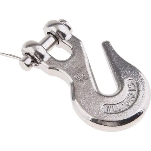 5/16inch Forged Steel Clevis Hook with Safety Latch for Connecting Safety Chains or Securing Transport Binder Chains