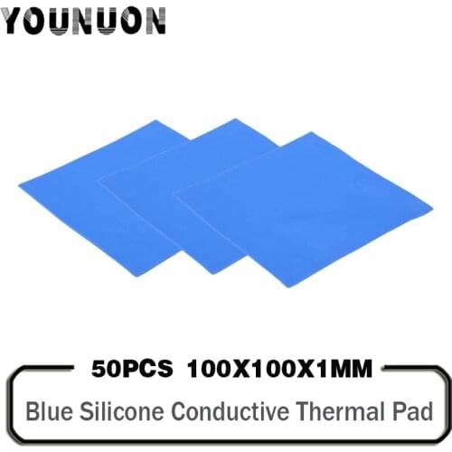50 Pieces 100x100x1mm CPU CPU IC Silicone Thermal Pad Notebook South and North Bridge Graphics Hard Disk Heat Dissipation Silico