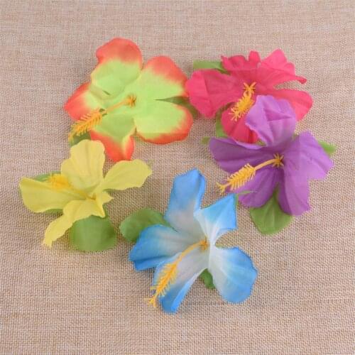 72Pcs DIY Colorful Hibiscus Flowers Artificial Plastic Polyester Silk Summer Wedding Hawaiian Party Home Decorations Headwear