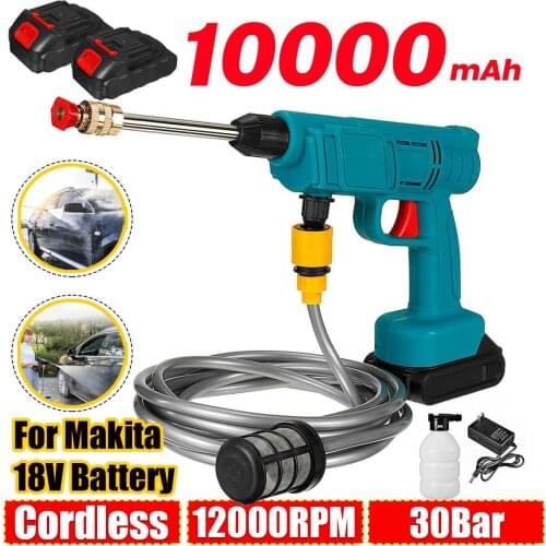 30Bar 10000mAh Cordless Electric High Pressure Washer Rechargeable Auto Car Washing Spray Gun Water Gun for Makita 18V Battery