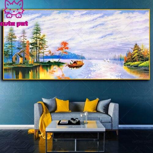 DIY diamond embroidery Landscape oil painting full square round diamond painting rhinestone cross stitch kit5D mosaic gift large