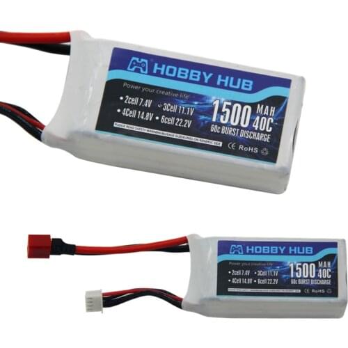 Hobby Hub Power LiPo Battery 11.1V 1500Mah 3S 40C MAX 60C T Plug For RC Car Airplane Helicopter Part Dropship Wholesale