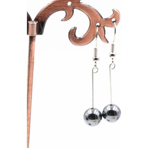 Bohemia Fashion Jewelry Earring for Women Ethnic Drop Earrings 8mm Natural Stone Hematite Trendy Long Dangle Eardrop Gifts A504