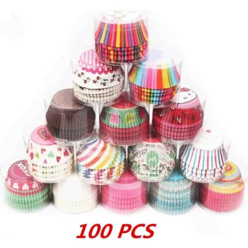 100Pcs cupcake Paper Cup Muffin Box Food Grade Color Printing Cake Decorating Tool Cake Paper Cup Kitchen Accessories Baking Cup