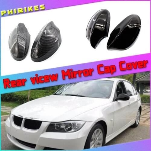 Black Carbon Fiber Auto Car Rearview Side Mirror Cover Cap Rear View Mirror Housing For BMW 3 Series E90 318 320i 325i 330i