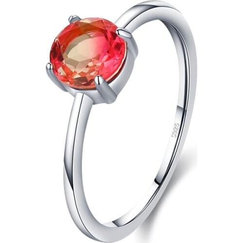 Colusiwei 925 Sterling Silver Luxury Rings Round Cut Colorful Tourmaline Rings for Women Trendy Wedding Engagement Jewelry