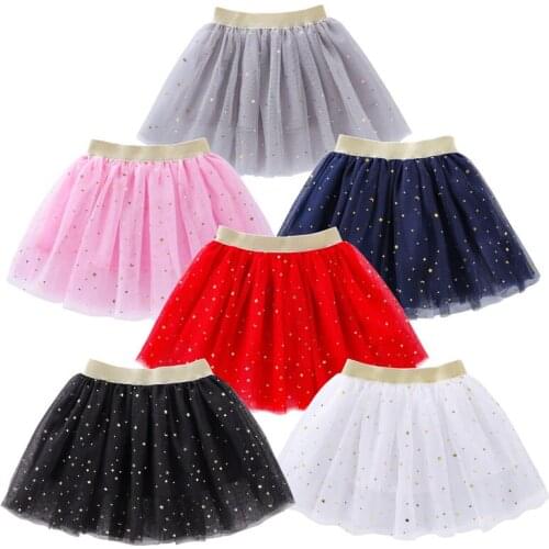 Kids Baby Star Sequined Dance Mini Skirt For Girl Sequin 3 Layers Toddler Pleated Skirt Children Lace Skirt 3 4 6 8 10 12 13yrs