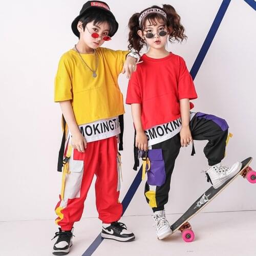 Kids Hip Hop Clothes Ballroom Dancing Costumes for Girls Boys Jazz Dance Costumes Stage Wear Shirt Pants Outfits Child Dancewear