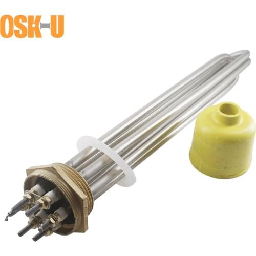 DN50 2" Threaded Electric Immersion Water Heater Element Stainless Steel 380V 58mm Thread Water Heater Parts 6KW/9KW/12KW