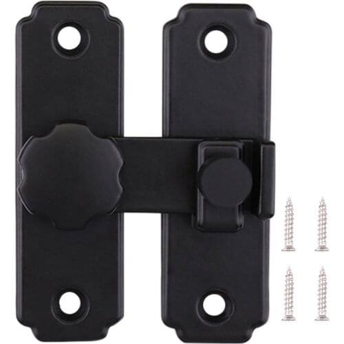 Bedroom Black Latch Hasp Hardware Durable Buckle Sliding Gate Stainless Steel Home Security 90 180 Degree Barn Door Lock