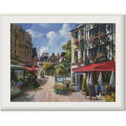 European Towns Patterns Cross Stitch Kits Printed Embroidery Needlework Sets 11CT 14CT DIY Handmade Sewing Craft Home Decoration