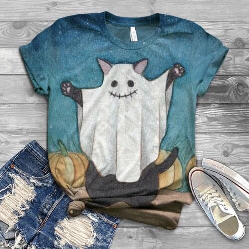 Harajuku Woman Tshirts Plus Size Women Short Sleeve Halloween Printed O-Neck Tops T-Shirt Graphic Tee T Shirt For Women футболка