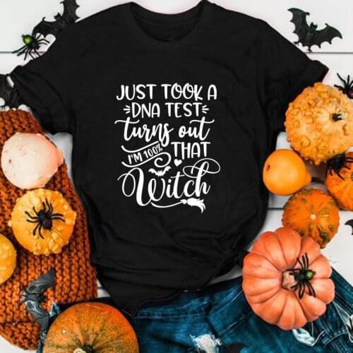 Just Took A DNA Test Halloween I'm 100% That Witch Women Graphic Tees Harajuku T-shirt Aesthetic Short Sleeve T Shirts Clothes