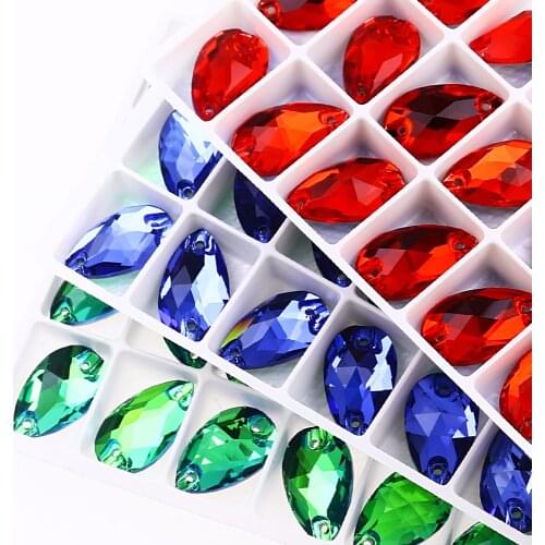 Nice Glass Crystal Sew On Rhinestone Teardrop High Quality Flatback Stone Best Diamond Droplet Sewing Rhinestone For Garment DIY