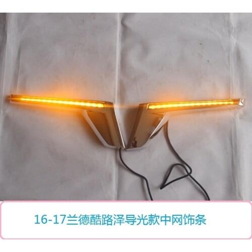 Eosuns Grille Chrome Side Panel Trim with Yellow Turn Signal for Land Cruiser Prado Lc200 2016 2017