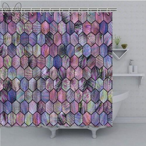 Purple Shower Curtain For Bathroom Geometric Boho Lavender Waterproof Polyester Fabric Bath Shower Curtain Home Decor Sets