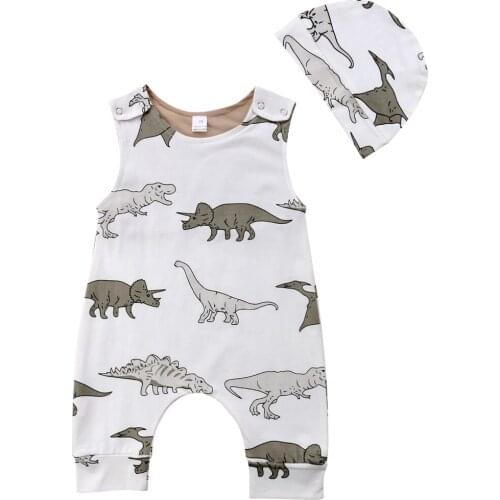 Newborn Baby Boy Girl Cartoon Romper +Hat Newborn Jumpsuit Clothes Outfit