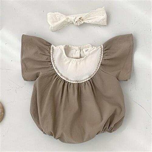 Infant Baby Kids Triangle Rompers for Girl Boys Flying Sleeve Cotton Jumpsuits 2021 New Childrens Summer Clothing