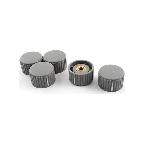 5 Pcs 32mm Gray Plastic Nonslip Potentiometer Knob Cap for 6mm Dia Shaft