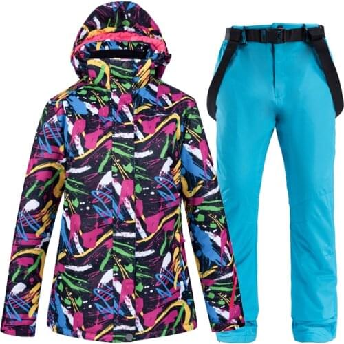 New Ski Suit Womens Winter Outdoor Waterproof Windproof Warm Thick Ski suit Jacket + Pants Snowboarding Skiing Suits Sportswear