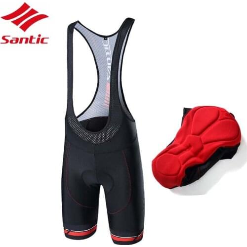 Santic Men Cycling Padded Bib Shorts Pro Fit Breathable Italian MITI TAVALOR Fabric Reflective Triathlon Cycling Bib Shorts