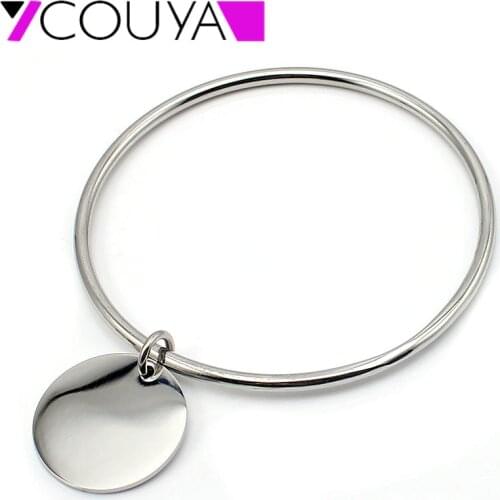 New Bangles design Stainless Steel Silver Color Bangle Bracelets Round Charm Bracelets Bangles Women Costume Jewellery