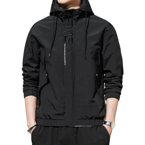 New Casual Hooded Mens Jacket Cargo Thin Outdoor Streetwear Zipper Bomber Coat Casual Cargo Jacket Mens Baseball Jackets C302