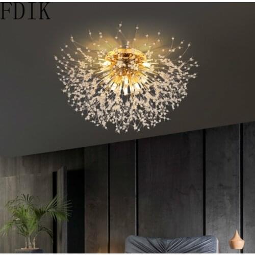 Dandelion Crystal Ceiling Lamp Modern Led Luxury Light Nordic Loft Decor Interior Lighting for Living Room Bedroom 2020 New