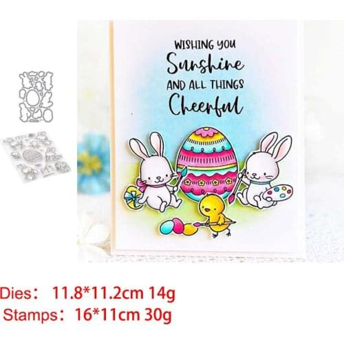 Easter Bunny Clear Stamps and Metal Cutting Dies DIY Scrapbooking Paper Photo Album Crafts Seal Punch Stencils