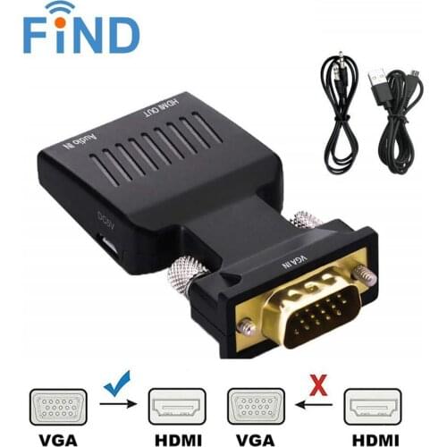 VGA Male To HDMI-compatible Female Converter With Audio Cables 480P/720P/1080P For PS3/4 HDTV Monitor Projector PC Laptop TV-Box