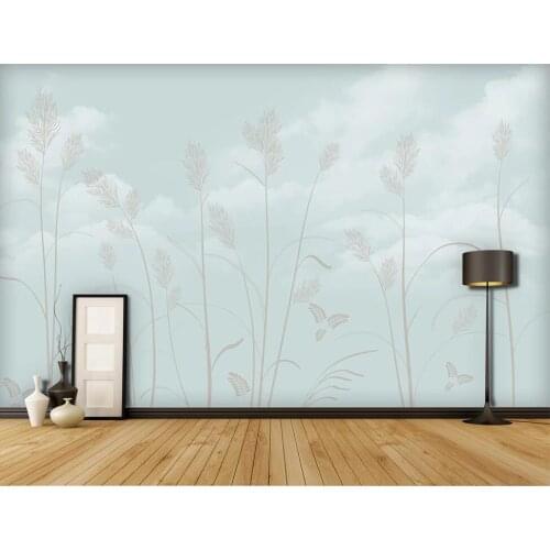 XUESU Custom wallpaper wall covering hand-painted white cloud branches and leaves simple living room TV background wall