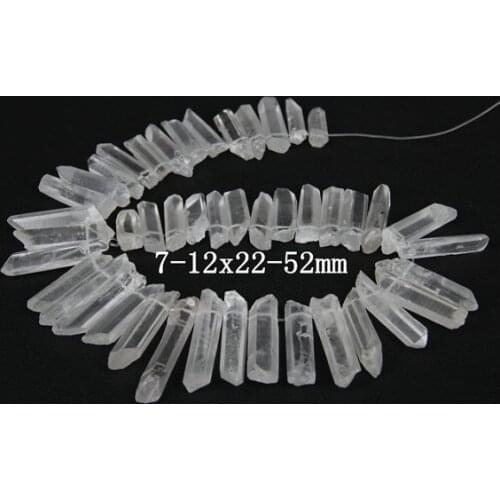 Approx 43pcs/strand of AA-Grade Quality Raw Quartz Crystal Point pendant Beads ,Rock Crystal Top Drilled stick Beads