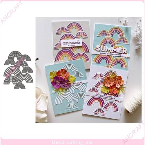 Rainbow Background Frame Metal Cutting Dies for DIY Scrapbooking Photo Album Decorative Embossing Paper Card Crafts Die 2021