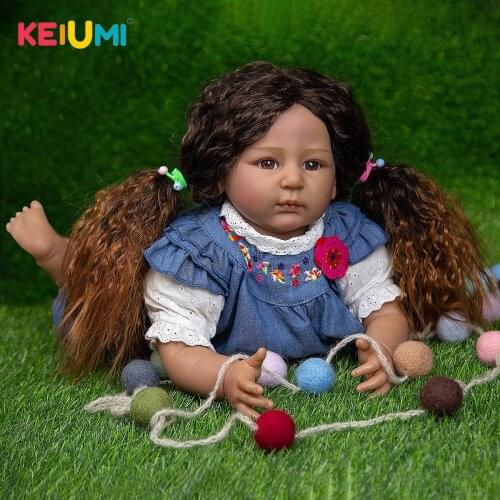 Realistic Reborn Baby Girl Toddler Dolls Black Skin 55 CM Cloth Body Silicone Babies Dolls Toys For Children Birthday Gifts