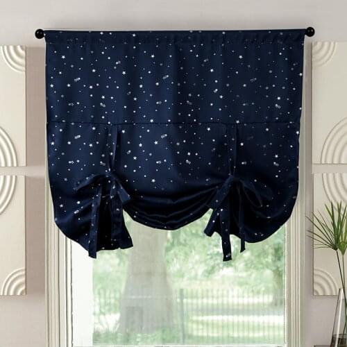 Roman Curtains Solid Color Hot Silver Star Blackout Shading Living Room Bedroom Belt Wear Rod Curtains